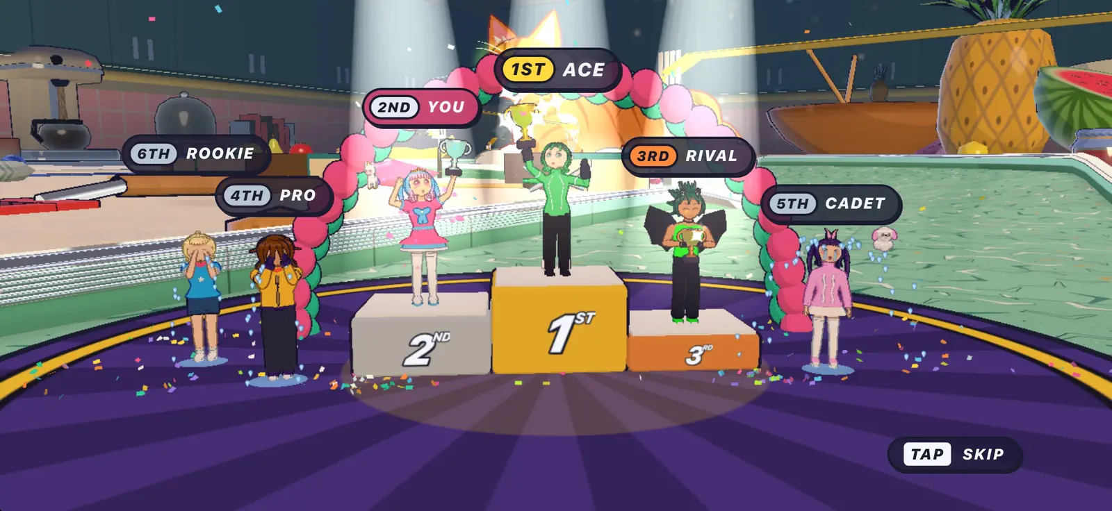 The podium after a race on Countertop Cup.